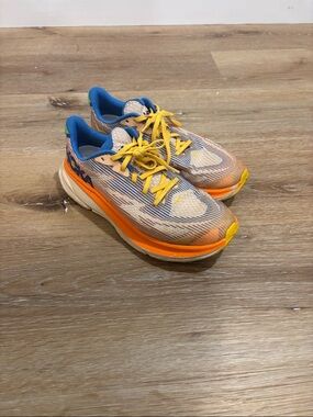 Hoka One One Clifton 9 GTX Youth Size 6.5MD Orange Blue Athletic Running Shoes